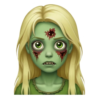 girl zombie with blonde long hair green skin and with no angry face sticker