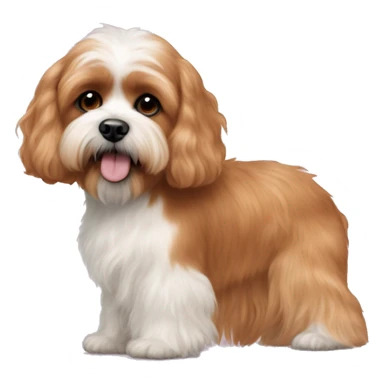 Peach large cavapoo next to a shitzu with black ears  sticker