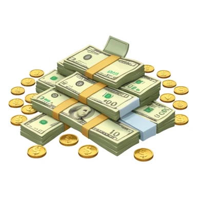 It's an image of money such as coins and bills, but there's only one or two neatly sticker