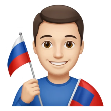 man with russian flag in hand sticker