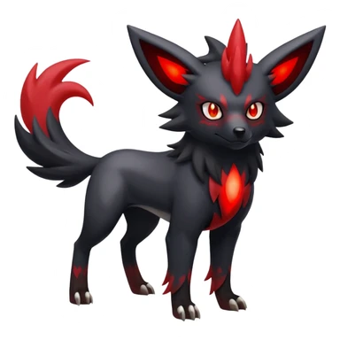 Shiny Exotic Excessive Mysterious Houndoom-Mightyena-Zorua-Zoroark-Zangoose-Pokémon-Fakémon-hybrid-creature (full body) sticker