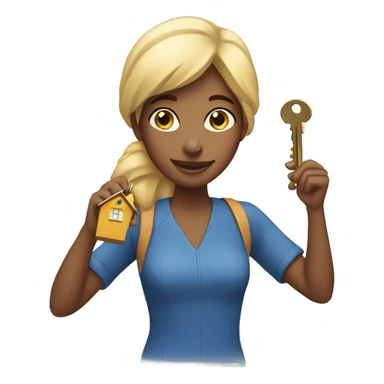 Woman holding keys to her new house  sticker