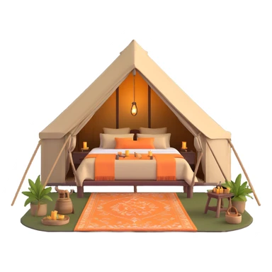 deluxe safari glamping tent with luxury furnishings sticker