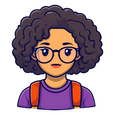 Mixed race girl with curly hair and glasses sticker