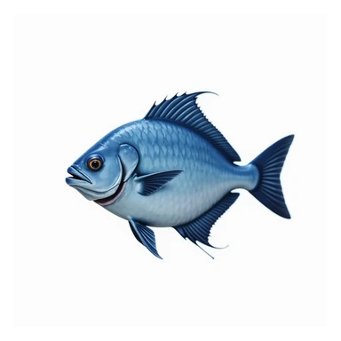 whole blue fish isolated, no background, realistic style, front view, natural details sticker