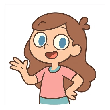 pastel toon style girl with brown hair and blue eyes sticker