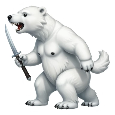 Polar bear with saber fangs and a wolf’s tail; full body sticker