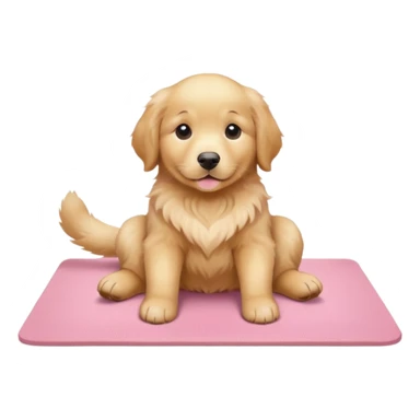 Funny Golden retriever puppy on light pink yoga mat sticker