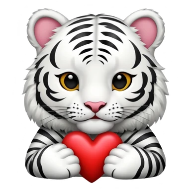 White tiger with heart sticker