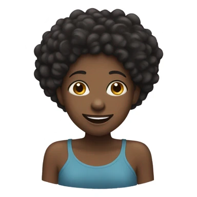 Black Girl with two hands under her chin, smiling sticker