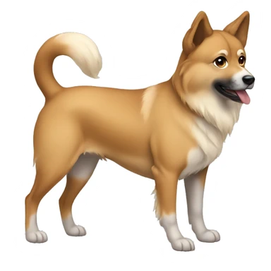 Light brown Eurasian dog standing. His face and back is full of dark brown spots sticker