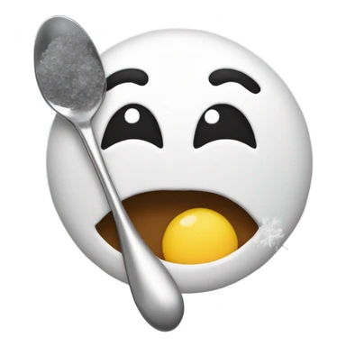 Smily face with snow around lips with Salt in front and a spoon filled with salt right above with a litghter to the right side sticker