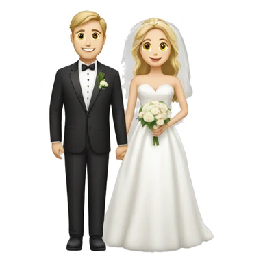 caucasian bride and caucasian groom sticker