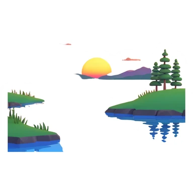 lakeside sunset horizon blue sticker