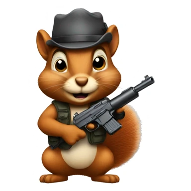 A squirrel holding a gun sticker