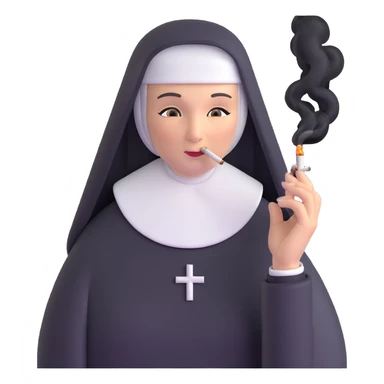 nun smoking a cigarette sticker