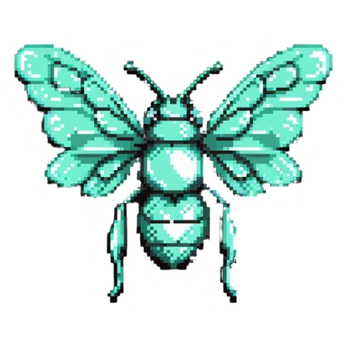 Mint green female bee with diamond wings, sparkly rhinestones, and glittery effects sticker