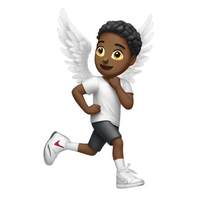 a angel wearing nike shoes and a nike tech sticker