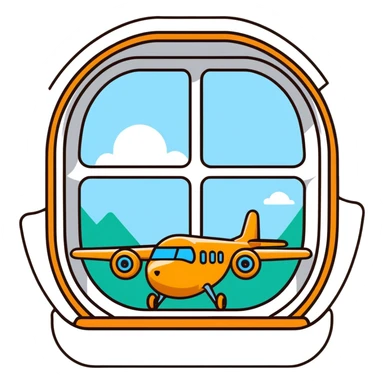 Airplane with windows with a bear behind one of the windows sticker