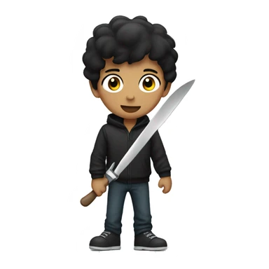 Black haired Boy with knife  sticker