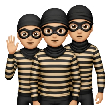 A 3 theif robbers emoji,Stripped shirt,eye mask, black head. sticker