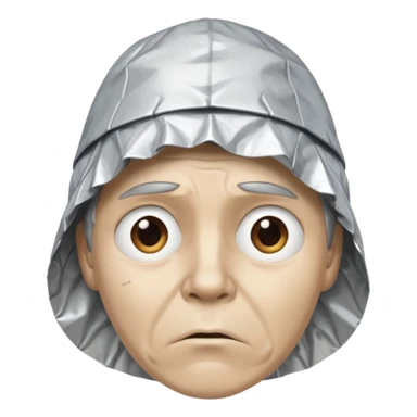 tin foil hat with upset face sticker