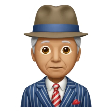 old weighted man with striped suit and felt hat sticker