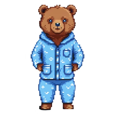 bear in blue pajamas pixel art sticker