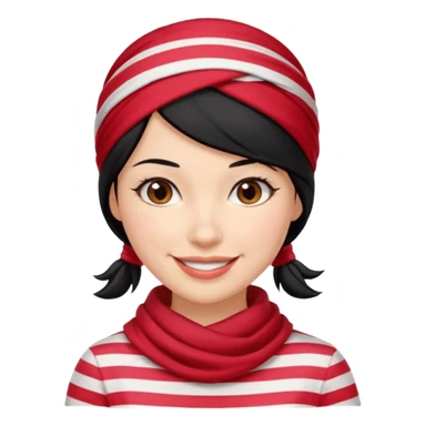 marinera de pelo negro con camisa a rayas y pañuelo rojo sticker