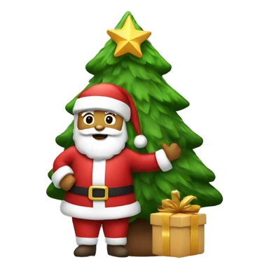 Santa holding a christams tree sticker