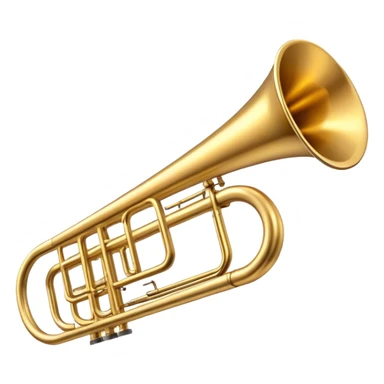 Cinematic Realistic Trombone, sleek brass slide extending dynamically, subtle scratches adding authenticity, warm golden reflections bouncing off the metal, glowing with a bold and resonant musical energy. sticker
