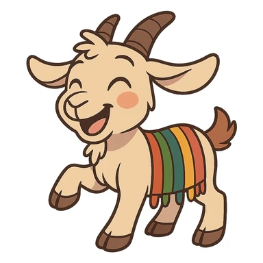 cartoon sticker of a happy colorful Kurdish kid goat, no flag, no text, suitable for WhatsApp and Instagram, transparent background sticker