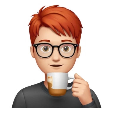 glasses red hair man drink coffee sticker