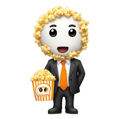 Popcorn wearing a suit with an orange tie  sticker