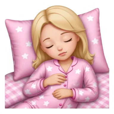 The girl is asleep with pajamas pink on sticker