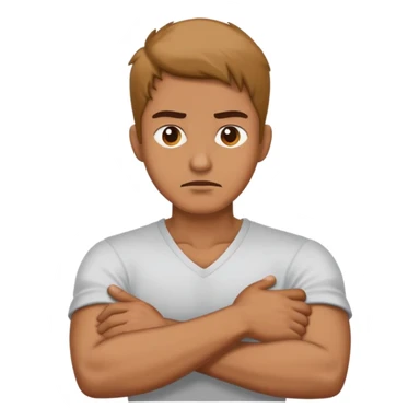 man mad with crossed arms holding his neck￼ sticker