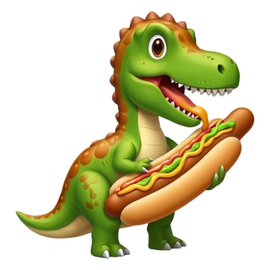 dinosaur eats hotdog sticker