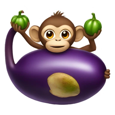 monkey holding an eggplant sticker