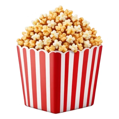 extremely minimalist caramel popcorn in red and white striped package, ultra simple design, no details, clean lines, Apple emoji style sticker