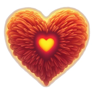 radiating heart glowing red-orange warmth sticker