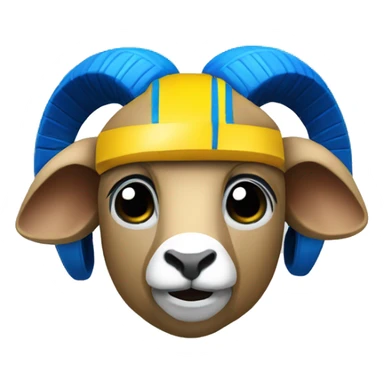Ram wearing a blue and yellow football helmet  sticker