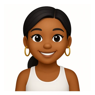 turn the second man in emoji style of the 1st image, match the facial features and match dressing style of the 2nd image, she is wearing white tank top lose sticker