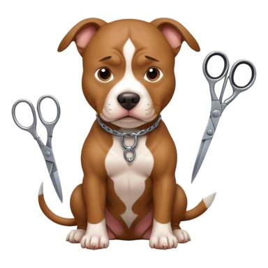 Dog pitbull with scissors sticker