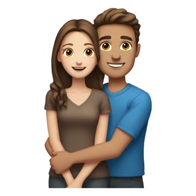 brunette guy with brown eyes hugs girl with light brown hair and blue eyes sticker