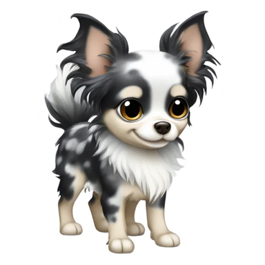 Spunky Blue merle chihuahua long hair with spotted face black sticker