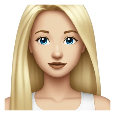 beautiful woman, long straight blonde hair, blue eyes, aesthetic white tank top sticker