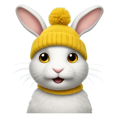 Rabbit with a yellow knit hat sticker