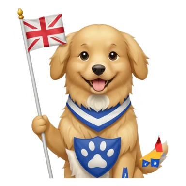 a cute golden hold the flag sticker