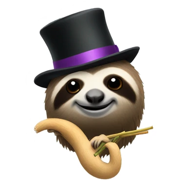 sloth with top hat eating spegeti sticker