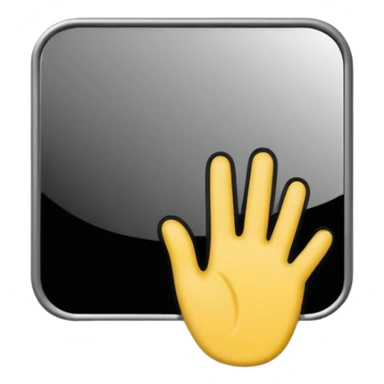Minimalist emoji-style sticker of a mirror with a shadowy hand reaching out from within. Black and gray, flat icon, square format.

 sticker